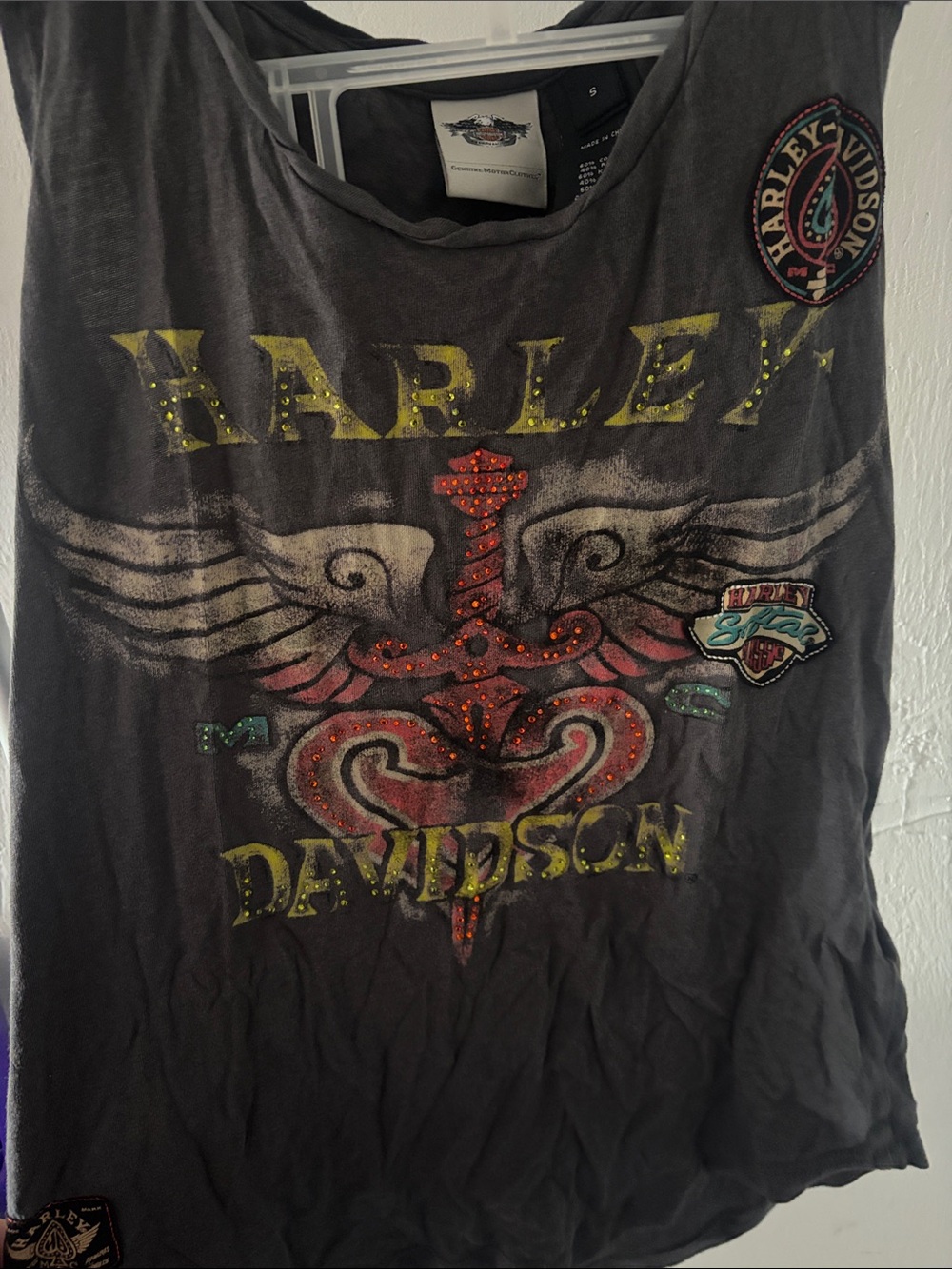 Harley-Davidson Black Tank Top with Yellow and Red Graphics